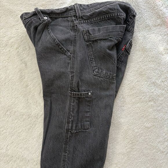 Levis 514 Men's Slim Straight Fit Straight Leg Carpenter Jeans 33x25 Black Denim - Picture 3 of 8